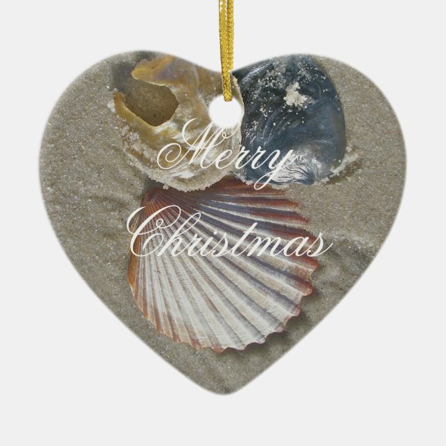 Seashells Merry Christmas Ornament (Front)