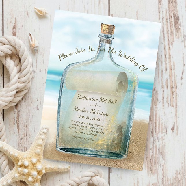 Seashells Message in a Bottle | Nautical Wedding Invitation (Creator Uploaded)