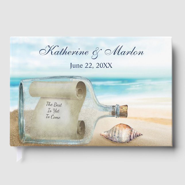 Seashells Message in a Bottle | Wedding Guest Book (Front)