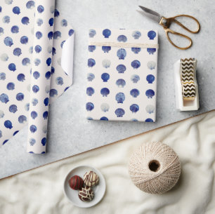 Seashells Modern Blue Nautical Ocean Wrapping Paper