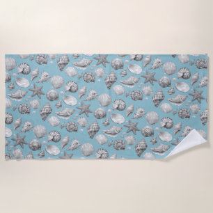 Seashells. Nautical.  Beach Towel