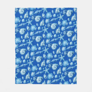 Seashells. Nautical. Blue cobalt. Fleece Blanket