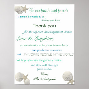 Seashells, Nautical Wedding Reception, Thank You Poster