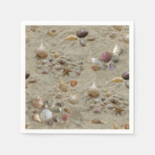 Seashells Nestled in Beach Sand Napkin