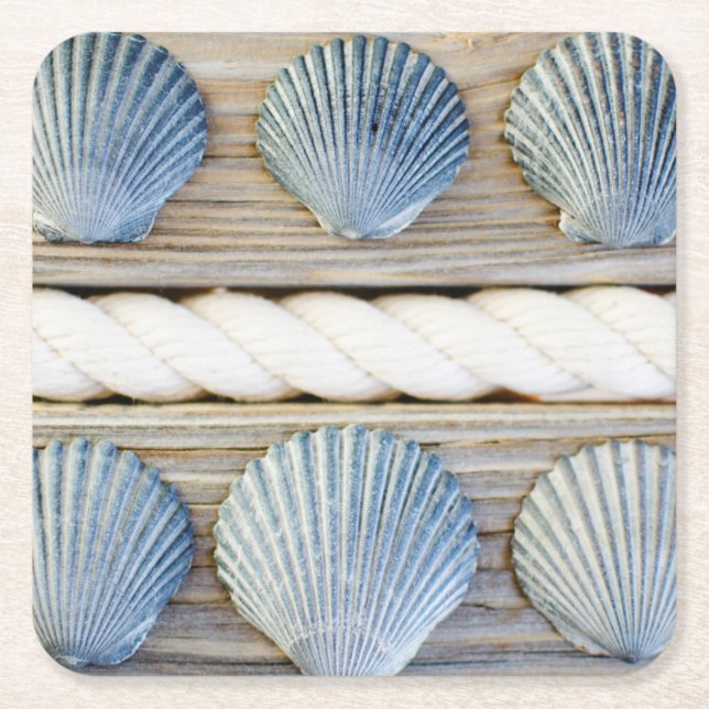 Seashells | New York City Square Paper Coaster (Front)