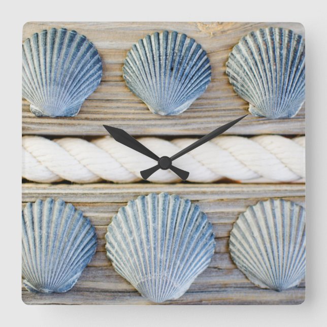 Seashells | New York City Square Wall Clock (Front)