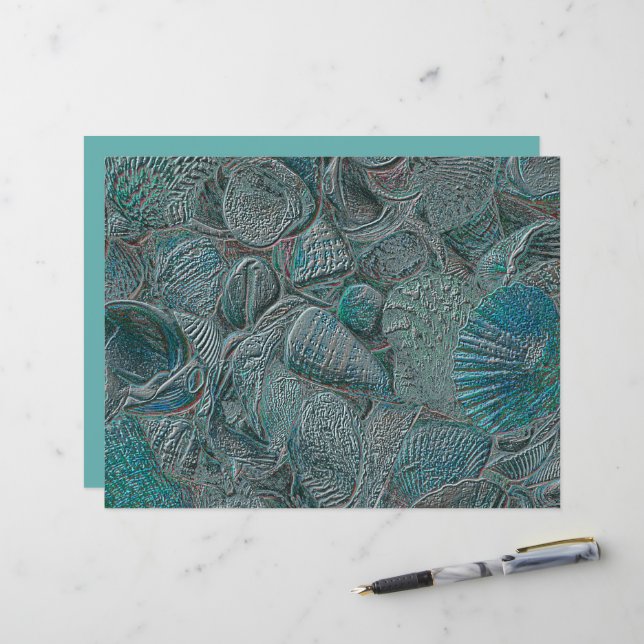 Seashells Ocean Beach Teal Grey Metallic (Front/Back In Situ)