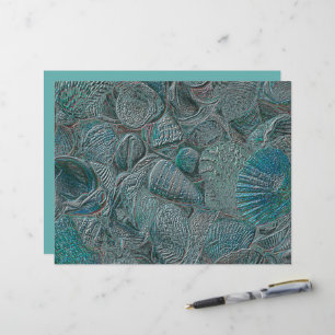 Seashells Ocean Beach Teal Grey Metallic
