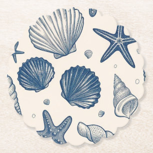 seashell's ocean wedding party coaster