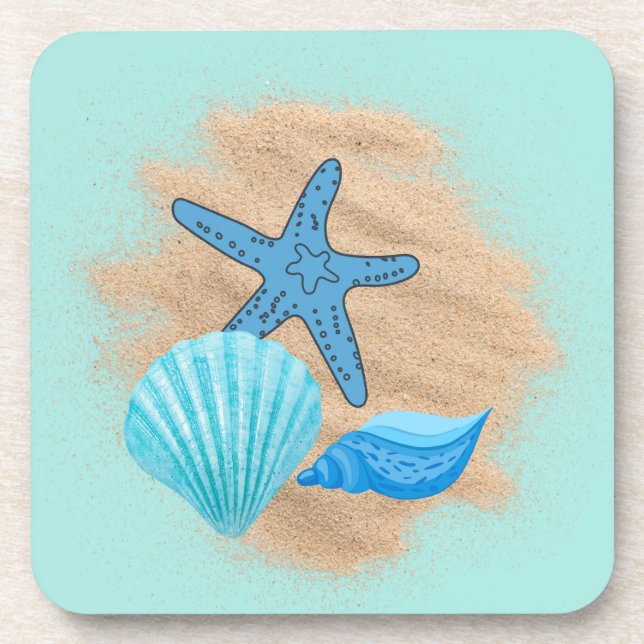 Seashells on a Beach Coasters (Front)