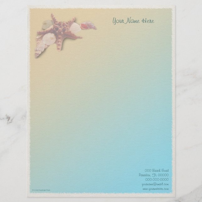 Seashells on a Beach Customised Letterhead (Front)