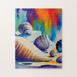 Seashells on a Colourful Background Jigsaw Puzzle