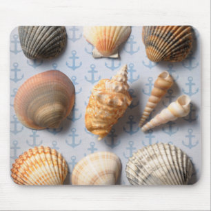 Seashells On Anchor Backdrop Mouse Pad