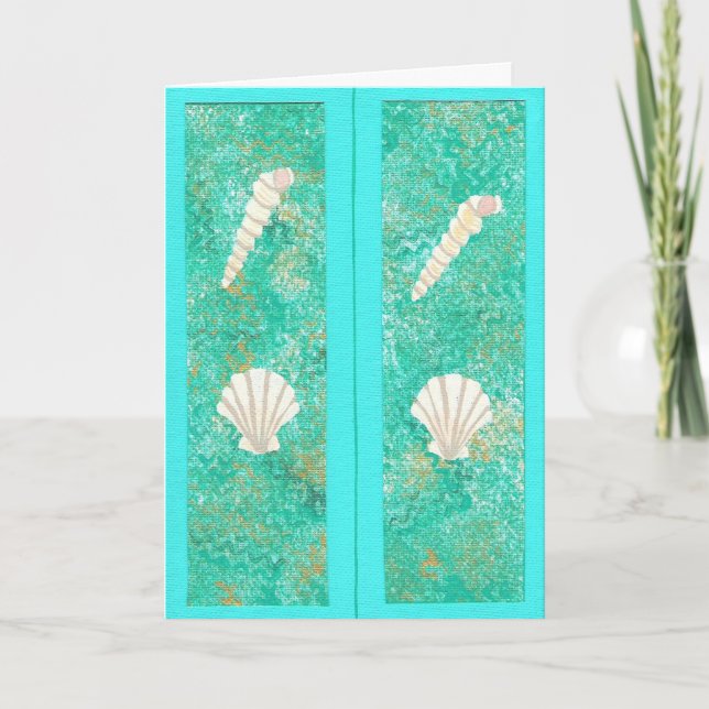 Seashells on green, bookmark greeting cards (Front)
