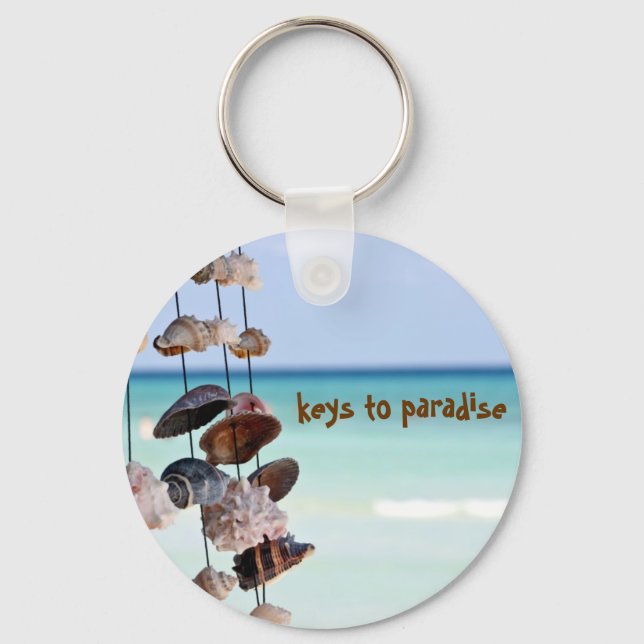 seashells on sea background key ring (Front)