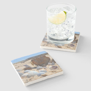 Seashells on the Beach by Shirley Taylor Stone Coaster