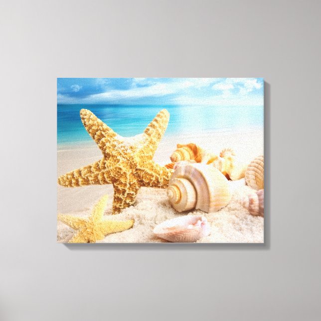 Seashells on the beach canvas print (Front)