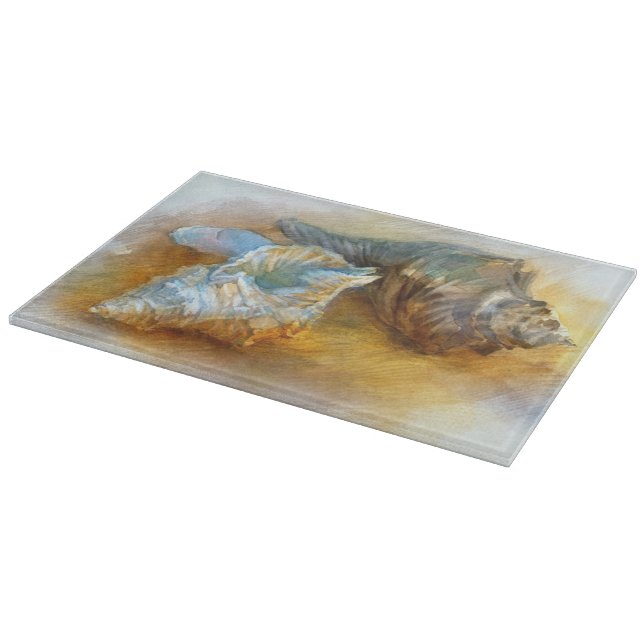 Seashells on the beach cutting board (Corner)