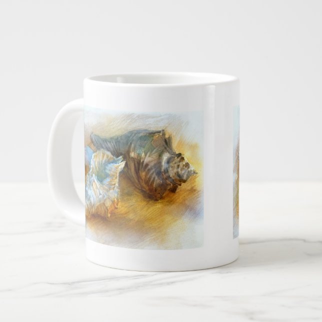 Seashells on the beach large coffee mug (Front Left)