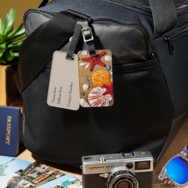 Seashells on the Beach  Luggage Tag (Front & Back)