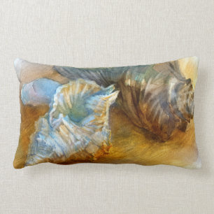Seashells on the beach lumbar cushion