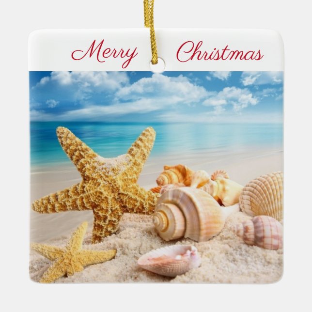 Seashells on the beach Ornament (Front)
