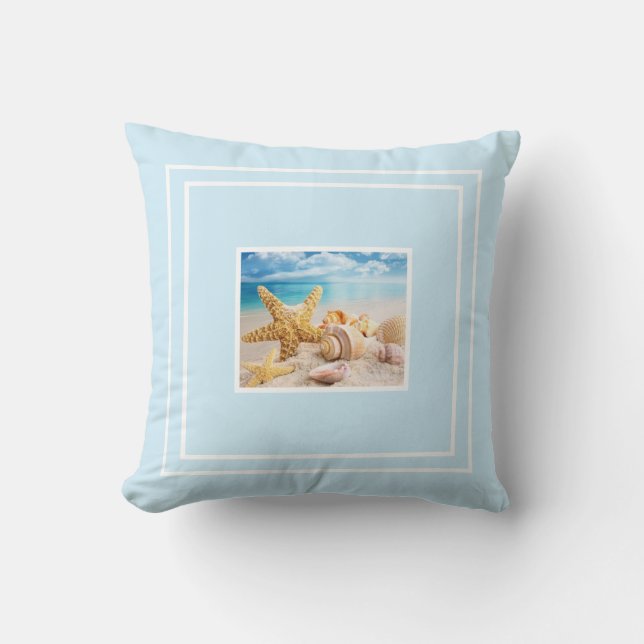Seashells on the beach Throw Pillow (Front)