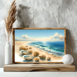 Seashells on the Shore Ocean Beach Art Print