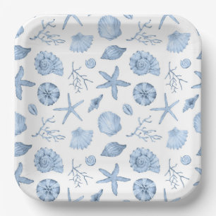 Seashells Paper Plates, Seashore Party Supplies Plate