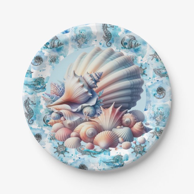 Seashells Party  Paper Plate (Front)