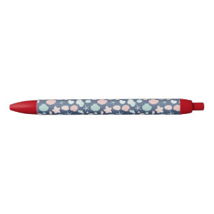 seashells pattern black ink pen