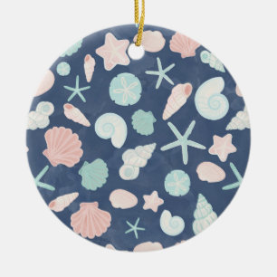 seashells pattern ceramic tree decoration