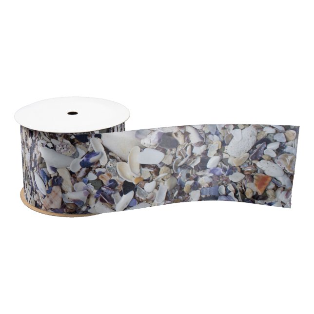 Seashells pattern satin ribbon (Spool)