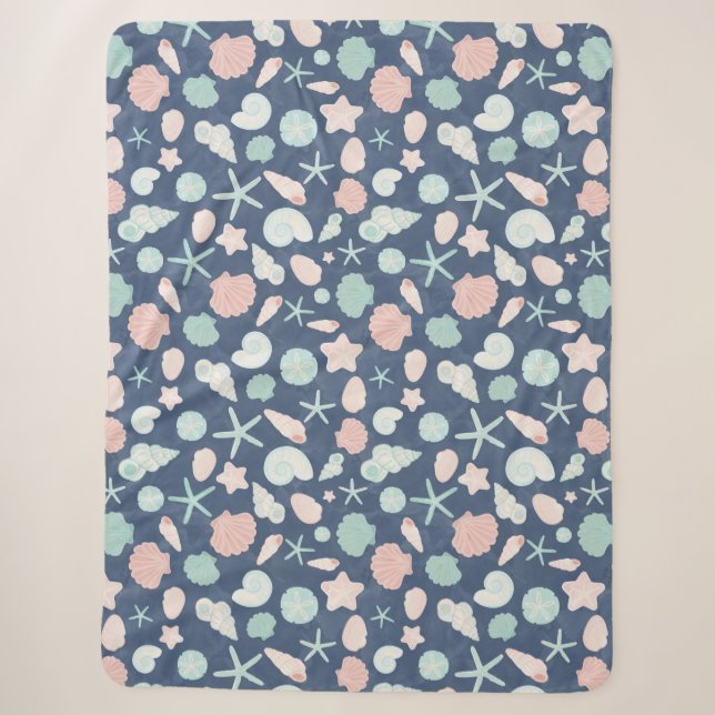 seashells pattern sherpa blanket (Front)