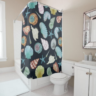 Seashells pattern shower curtain