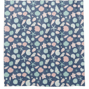 seashells pattern shower curtain