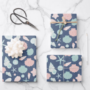 seashells pattern wrapping paper sheet