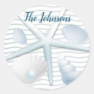 Seashells & Pearls Classic Round Sticker