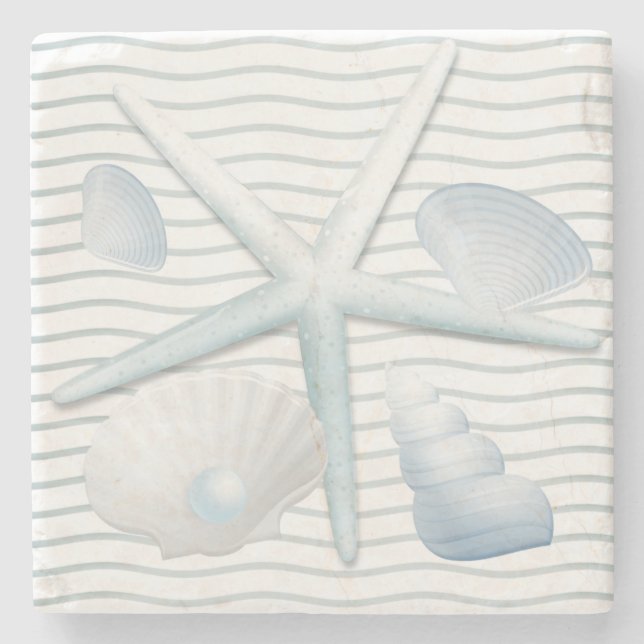 Seashells & Pearls Stone Coaster (Front)