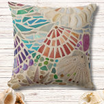 Seashells Pebbles Cushion<br><div class="desc">Add this decorative throw pillow to to your patio, garden or beach house decor.
It features a print of an original beach inspired mosaic made of glass, pebbles and shells.
Original Mosaic © Michele Davies</div>