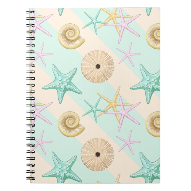 Seashells Retro Pastel Sea Life Notebook (Front)