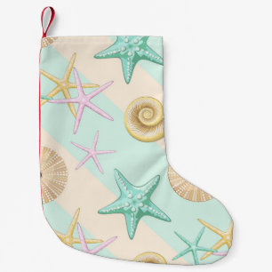 Seashells Retro Pastel Sea Life Small Christmas Stocking