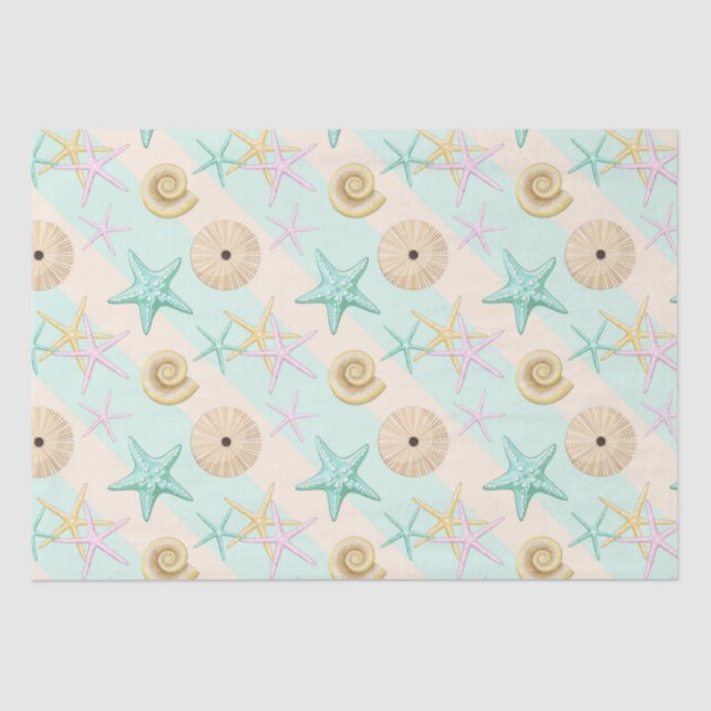 Seashells Retro Pastel Sea Life Tissue Paper (Front)