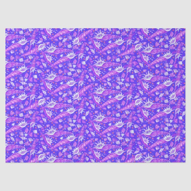 Seashells Sea Shells Nautical Pattern Ultramarine Tissue Paper (Front)