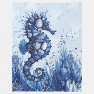 Seashells Seahorse Fleece Blanket