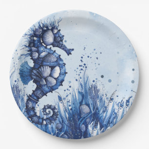 Seashells Seahorse Paper Plate