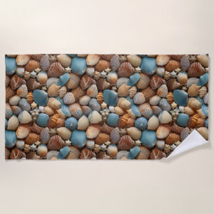Seashells Seamless Pattern Beach Towel