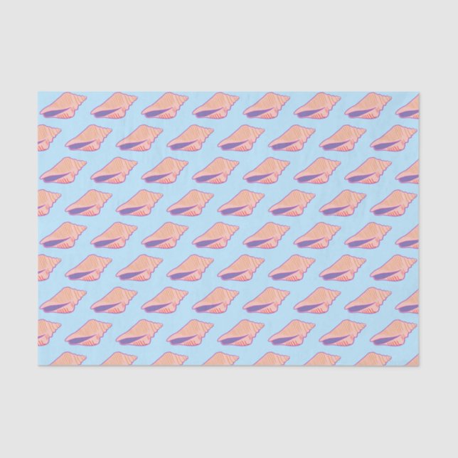 Seashells Simple Sea Ocean Pattern Pink Blue Tissue Paper (Front)