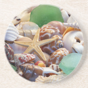 Seashells Starfish & Beach Glass Coaster