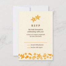 Seashells & Starfish Heart Summer Beach RSVP